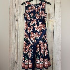 Maria Grabrielle Womens floral fit and flare dress size Large